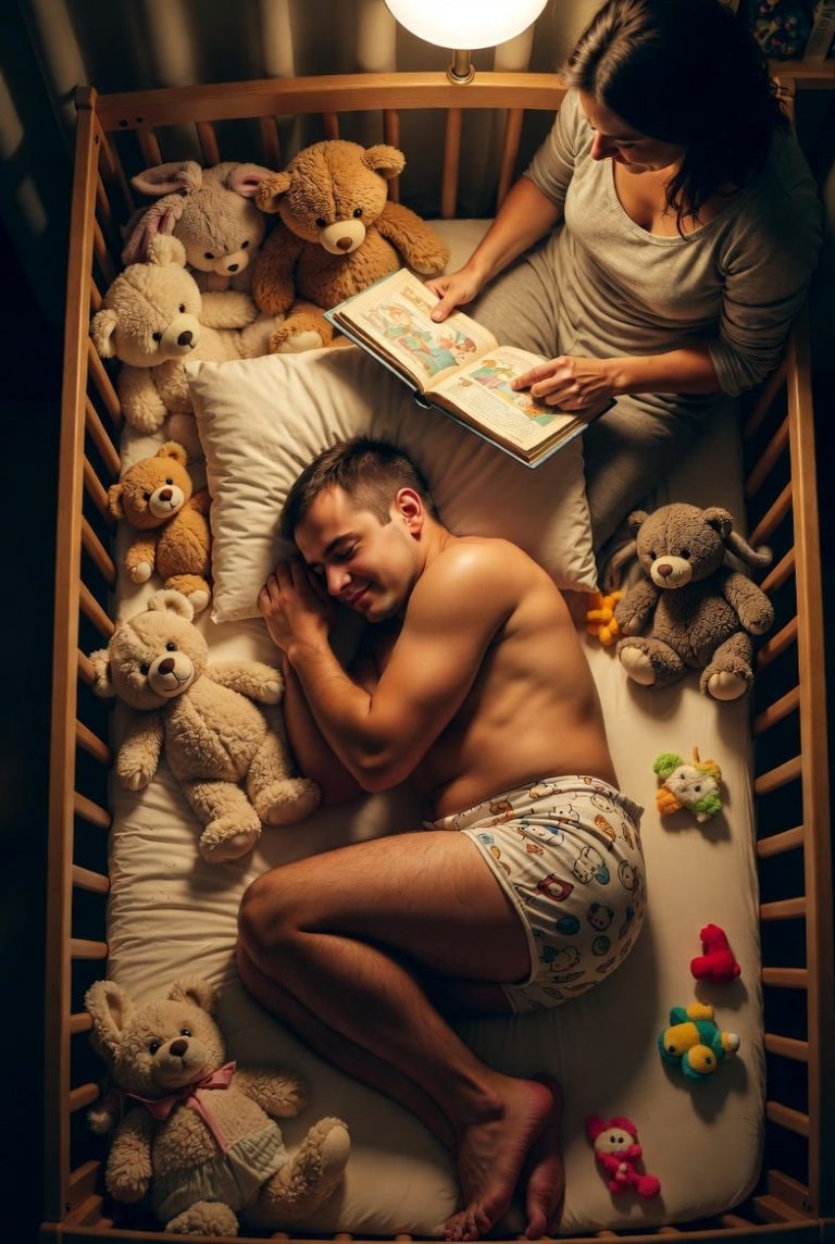 A soothing storytime scene with a mommy reading to her little one